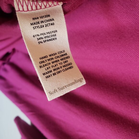 Soft Surroundings Marla Dress Dark Fuchsia Size M Stretch Asymmetrical Artsy NEW - Picture 10 of 11